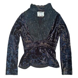 VTG GV2 Goth Lolita Jacket Sz S Crushed Velvet Vampire Punk Whimsigoth Halloween